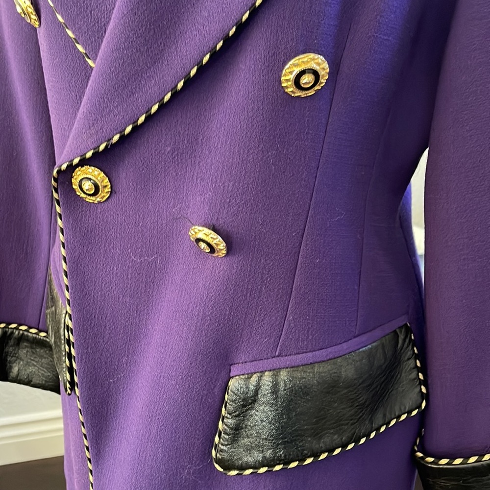 Bestini Paris vintage wool blazer with faux leather accents made in France - Picture 3 of 16